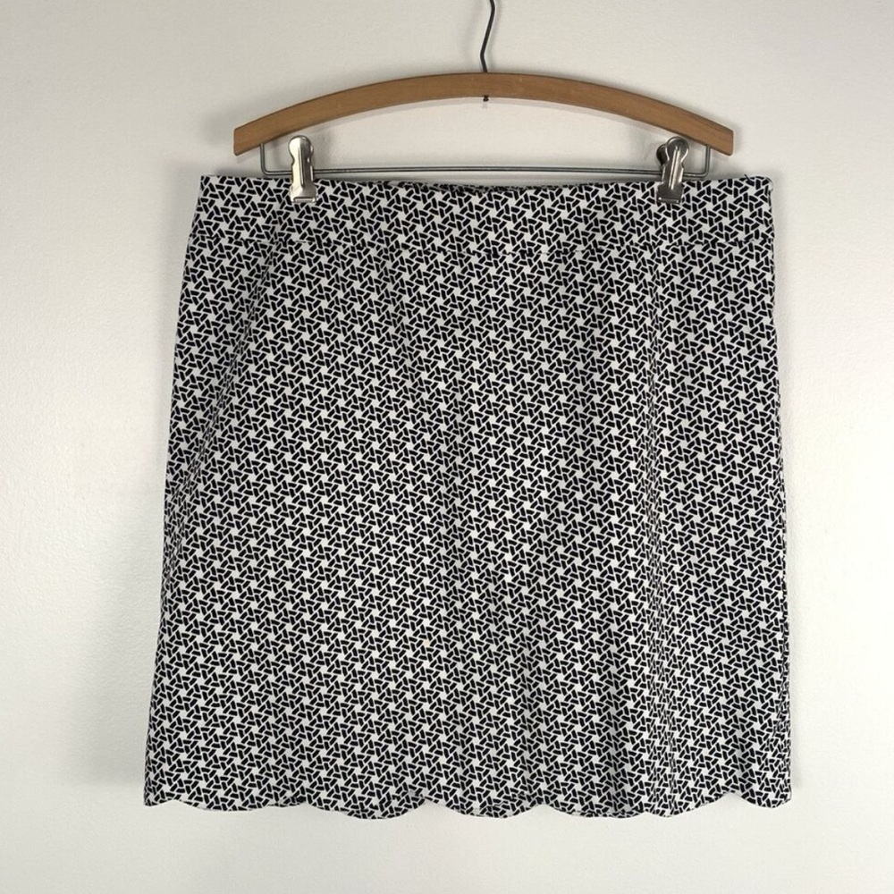 Talbots White Black Geometric Scallop Hem Lined Pencil Skirt Size 14